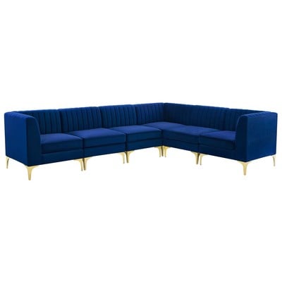 Sofas and Loveseat Modway Furniture Triumph Navy EEI-4352-NAV 889654971733 Sofas and Armchairs Chaise LoungeLoveseat Love sea Velvet Contemporary Contemporary/Mode Sofa Set setTufted tufting 