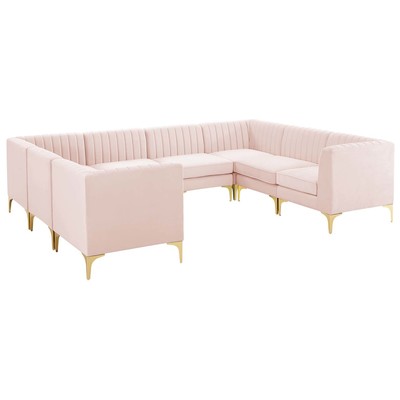 Sofas and Loveseat Modway Furniture Triumph Pink EEI-4353-PNK 889654971696 Sofas and Armchairs Chaise LoungeLoveseat Love sea Velvet Contemporary Contemporary/Mode Sofa Set setTufted tufting 