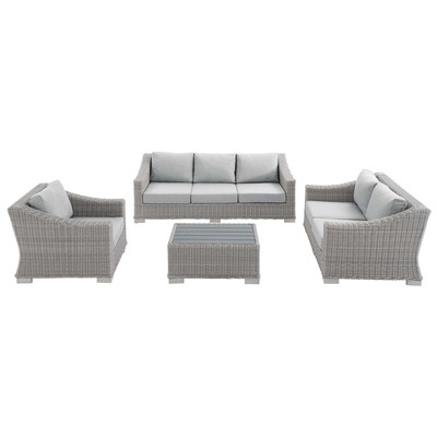 Modway Furniture Outdoor Sofas and Sectionals, Gray,Grey, Loveseat,Sofa, Gray,Light Gray, Sofa Sectionals, 889654965367, EEI-4355-LGR-GRY