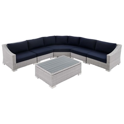 Sofas and Loveseat Modway Furniture Conway Light Gray Navy EEI-4358-LGR-NAV 889654965268 Sofa Sectionals Loveseat Love seatSectional So Sofa Set set 