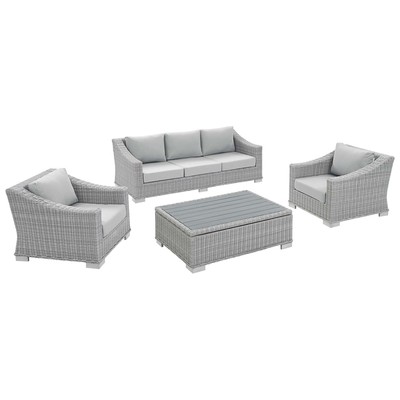 Modway Furniture Outdoor Sofas and Sectionals, Gray,Grey, Sofa, Gray,Light Gray, Sofa Sectionals, 889654965244, EEI-4359-LGR-GRY