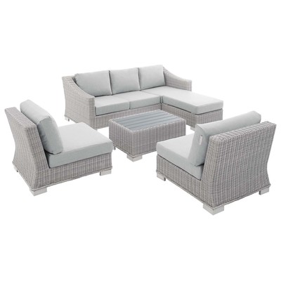 Modway Furniture Outdoor Sofas and Sectionals, Gray,Grey, Sofa, Gray,Light Gray, Sofa Sectionals, 889654965183, EEI-4361-LGR-GRY