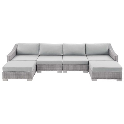 Modway Furniture Outdoor Sofas and Sectionals, Gray,Grey, Sofa, Gray,Light Gray, Sofa Sectionals, 889654965121, EEI-4363-LGR-GRY