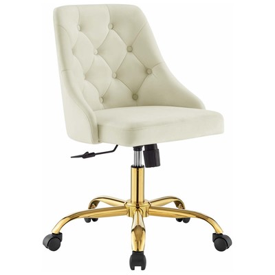 Office Chairs Modway Furniture Distinct Gold Ivory EEI-4368-GLD-IVO 889654978626 Office Chairs Swivel Chrome Metal Steel Stainless S Metal Aluminum Chrome Stainles 