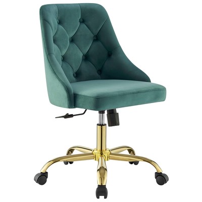 Office Chairs Modway Furniture Distinct Gold Teal EEI-4368-GLD-TEA 889654978602 Office Chairs Swivel Chrome Metal Steel Stainless S Metal Aluminum Chrome Stainles 
