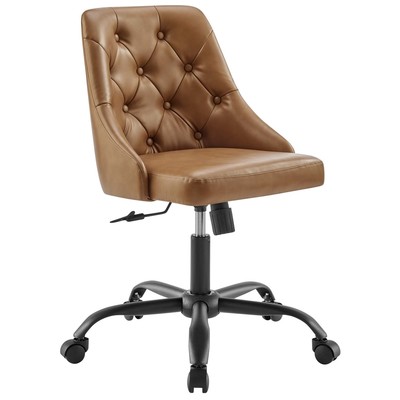 Office Chairs Modway Furniture Distinct Black Tan EEI-4370-BLK-TAN 889654978558 Office Chairs Swivel Nylon Black Leather LeatheretteTan 
