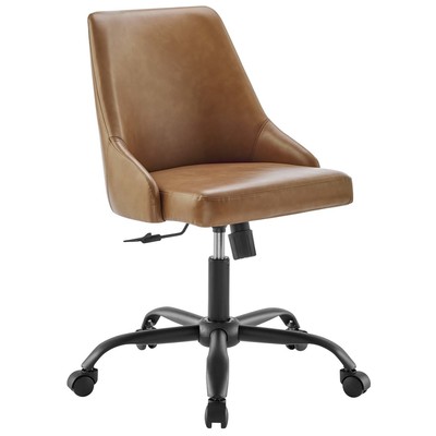 Office Chairs Modway Furniture Designate Black Tan EEI-4372-BLK-TAN 889654978497 Office Chairs Swivel Nylon Black Leather LeatheretteTan 