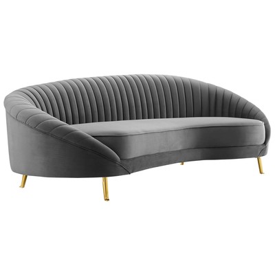 Modway Furniture Sofas and Loveseat, Chaise,LoungeLoveseat,Love seatSofa, Velvet, Mid-Century,Edloe Finch,mid century,midcentury, Sofa Set,setTufted,tufting, Sofas and Armchairs, 889654978374, EEI-4405-GRY