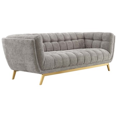 Sofas and Loveseat Modway Furniture Bestow Light Gray EEI-4410-LGR 889654978275 Sofas and Armchairs Loveseat Love seatSofa Polyester Velvet Contemporary Contemporary/Mode Sofa Set setTufted tufting 