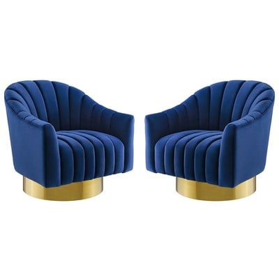 Sofas and Loveseat Modway Furniture Buoyant Navy EEI-4430-NAV 889654981633 Lounge Chairs and Chaises Chaise LoungeLoveseat Love sea Velvet Sofa Set setTufted tufting 
