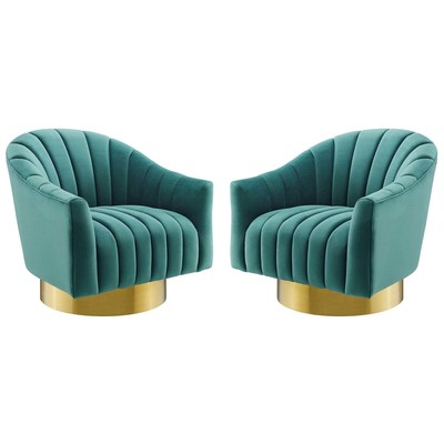 Sofas and Loveseat Modway Furniture Buoyant Teal EEI-4430-TEA 889654981626 Lounge Chairs and Chaises Chaise LoungeLoveseat Love sea Velvet Sofa Set setTufted tufting 