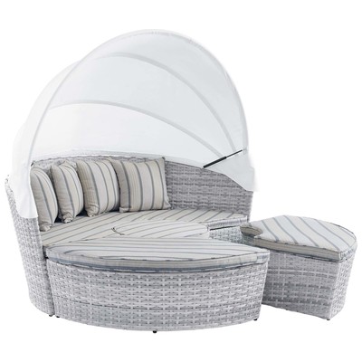 Outdoor Beds Modway Furniture Scottsdale Light Gray Pebble EEI-4443-LGR-PEB 889654962946 Daybeds and Lounges Gray GreyRed Burgundy rubyWhit Aluminum Frame Aluminum Alumin Aluminum Synthetic Rattan Daybed With Canopy 