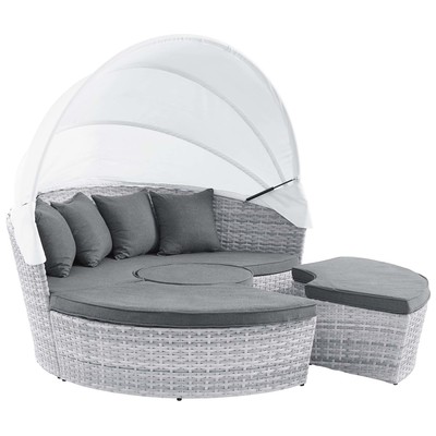 Outdoor Beds Modway Furniture Scottsdale Light Gray Gray EEI-4443-LGR-SLA 889654962939 Daybeds and Lounges Gray GreyRed Burgundy rubyWhit Aluminum Frame Aluminum Alumin Aluminum Synthetic Rattan Daybed With Canopy 