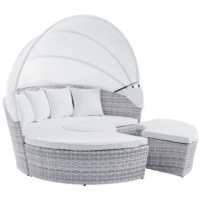 Outdoor Beds Modway Furniture Scottsdale Light Gray White EEI-4443-LGR-WHI 889654965060 Daybeds and Lounges Gray GreyRed Burgundy rubyWhit Aluminum Frame Aluminum Alumin Aluminum Synthetic Rattan Daybed With Canopy 