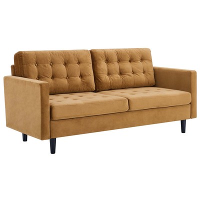 Sofas and Loveseat Modway Furniture Exalt Cognac EEI-4444-COG 889654981619 Sofas and Armchairs Chaise LoungeLoveseat Love sea Velvet Contemporary Contemporary/Mode Sofa Set setTufted tufting 