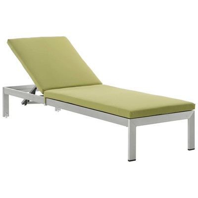 Outdoor Beds Modway Furniture Shore Silver Peridot EEI-4501-SLV-PER 889654977810 Daybeds and Lounges Black ebonySilver Aluminum Frame Aluminum Alumin Aluminum Chaise Chair 