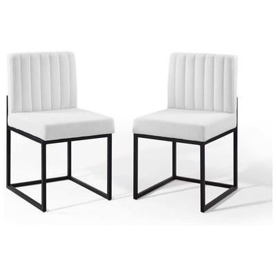 Dining Room Chairs Modway Furniture Carriage Black White EEI-4508-BLK-WHI 889654969839 Dining Chairs Black ebonyWhite snow Side Chair Steel Metal Iron Black DarkMatte Metal Aluminum 
