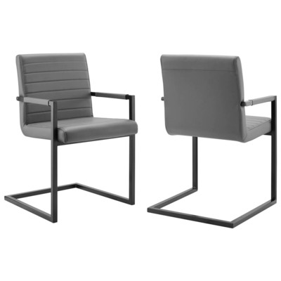 Modway Furniture Dining Room Chairs, Gray,Grey, Armchair,Arm, LEATHER,Steel,Metal,Iron, Gray,Smoke,SMOKED,TaupeLeather,LeatheretteMetal,Aluminum,steel,GunMetal,Iron,TITANIUM,BRONZEPowder Coated, Dining Chairs, 889654975854, EEI-4522-GRY