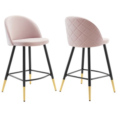 Modway Furniture Bar Chairs and Stools, Black,ebonyGold,Pink,Fuchsia,blush, Bar,Counter, Metal, Velvet, Bar and Counter Stools, 889654975397, EEI-4529-PNK