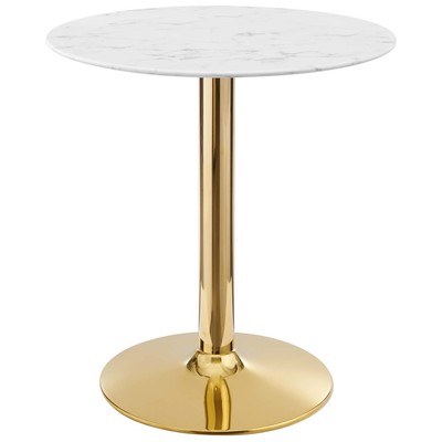 Dining Room Tables Modway Furniture Verne Gold White EEI-4548-GLD-WHI 889654926436 Bar and Dining Tables Pedestal Gold Metal Aluminum BRONZE Iro 