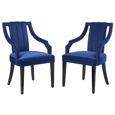 Dining Room Chairs Modway Furniture Virtue Navy EEI-4554-NAV 889654950820 Dining Chairs Blue navy teal turquiose indig Armchair Arm Rubberwood Velvet Blue Laguna Navy Rein Sea Teal 