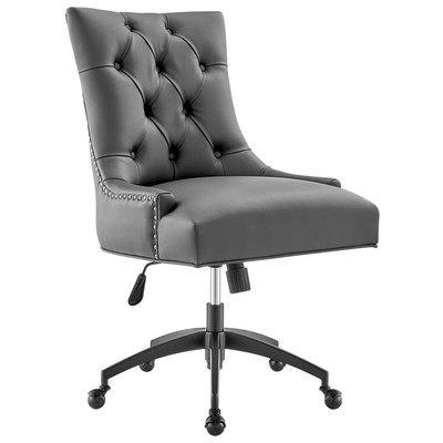 Office Chairs Modway Furniture Regent Black Gray EEI-4573-BLK-GRY 889654969693 Office Chairs Swivel Chrome Metal Steel Stainless S Black Gray Leather Leatherette 