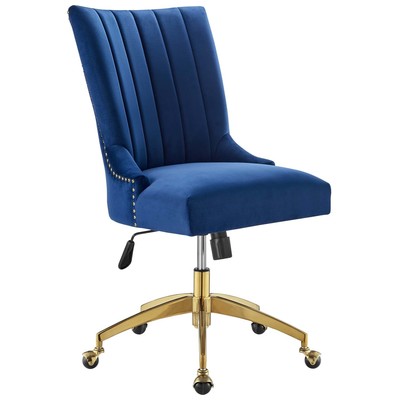 Office Chairs Modway Furniture Empower Gold Navy EEI-4575-GLD-NAV 889654969631 Office Chairs Swivel Chrome Metal Steel Stainless S Metal Aluminum Chrome Stainles 