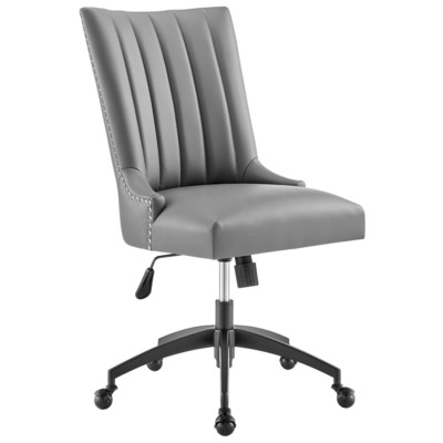 Office Chairs Modway Furniture Empower Black Gray EEI-4577-BLK-GRY 889654969556 Office Chairs Swivel Chrome Metal Steel Stainless S Black Gray Leather Leatherette 