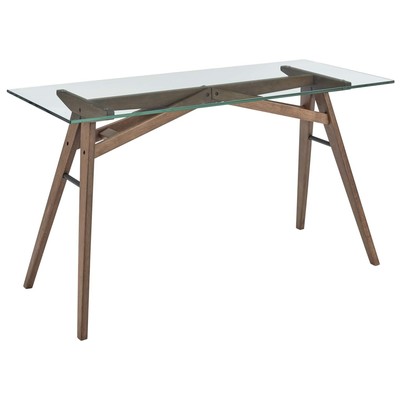 Desks Modway Furniture Steadfast Walnut EEI-4580-WAL 889654227625 Computer Desks Glass Wood HARDWOOD Hardwoods 