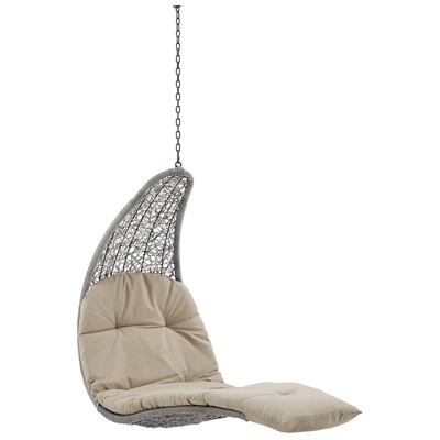 Outdoor Beds Modway Furniture Landscape Light Gray Beige EEI-4589-LGR-BEI 889654947585 Daybeds and Lounges Beige Cream beige ivory sand n Light Gray Light Gray Beige Li Synthetic Rattan Chaise Chair Hanging 