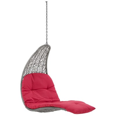 Outdoor Beds Modway Furniture Landscape Light Gray Red EEI-4589-LGR-RED 889654947554 Daybeds and Lounges Gray GreyRed Burgundy ruby Light Gray Light Gray Beige Li Synthetic Rattan Chaise Chair Hanging 
