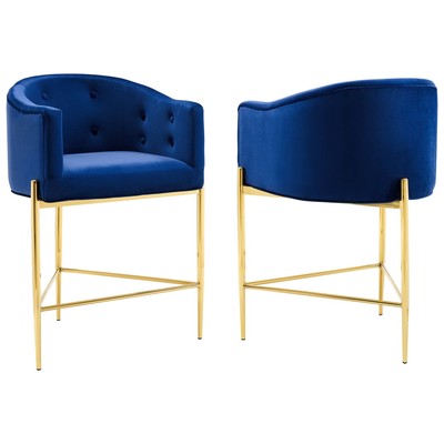 Bar Chairs and Stools Modway Furniture Savour Navy EEI-4596-NAV 889654971641 Bar and Counter Stools Blue navy teal turquiose indig Bar Counter Velvet 