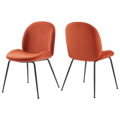 Dining Room Chairs Modway Furniture Scoop Orange EEI-4635-ORA 889654968634 Dining Chairs Black ebonyOrange Steel Metal IronVelvet Black DarkGold OCHRE OrangeMet 