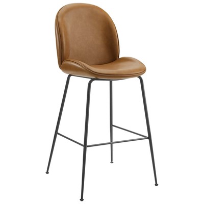 Bar Chairs and Stools Modway Furniture Scoop Tan EEI-4640-TAN 889654968474 Bar and Counter Stools Black ebony Bar Counter Leather Footrest 