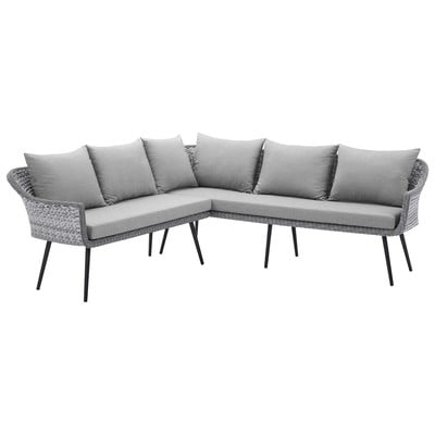 Sofas and Loveseat Modway Furniture Endeavor Gray Gray EEI-4658-GRY-GRY 889654962915 Sofa Sectionals Chaise LoungeLoveseat Love sea Contemporary Contemporary/Mode Sofa Set set 