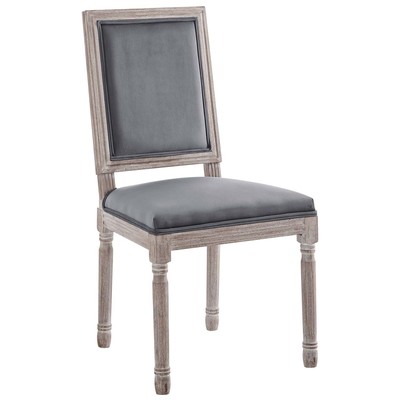 Dining Room Chairs Modway Furniture Court Natural Gray EEI-4662-NAT-GRY 889654961208 Dining Chairs Gray Grey Side Chair HARDWOOD Velvet Wood MDF Plywo Gray Smoke SMOKED TaupeNatural 
