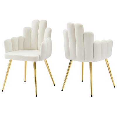 Dining Room Chairs Modway Furniture Viceroy Gold White EEI-4679-GLD-WHI 889654963486 Dining Chairs Black ebonyGold White snow Side Chair Steel Metal IronVelvet Black DarkGold OCHRE OrangeMet 