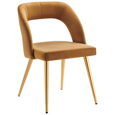 Dining Room Chairs Modway Furniture Marciano Gold Cognac EEI-4680-GLD-COG 889654962854 Dining Chairs Gold Side Chair Aluminu Alu+ PE wicker+ Cushio Gold OCHRE OrangeMetal Aluminu 