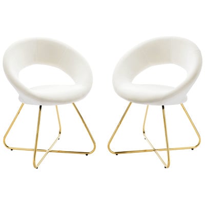 Modway Furniture Dining Room Chairs, Gold,White,snow, Side Chair, Velvet, Gold,OCHRE,OrangeVelvet,White,Ivory, Dining Chairs, 889654963431, EEI-4681-GLD-WHI