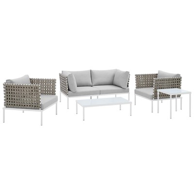Outdoor Sofas and Sectionals Modway Furniture Harmony Tan Gray EEI-4693-TAN-GRY-SET 889654947349 Sofa Sectionals Gray Grey Loveseat Sectional Sofa Gray Light Gray 