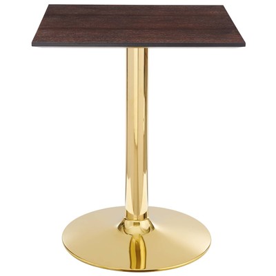 Dining Room Tables Modway Furniture Verne Gold Cherry Walnut EEI-4740-GLD-CHE 889654926368 Bar and Dining Tables Pedestal Square Gold Metal Aluminum BRONZE Iro 