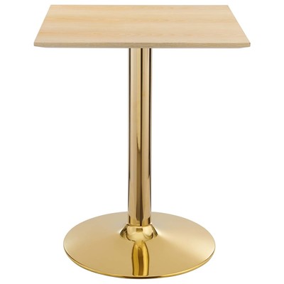 Dining Room Tables Modway Furniture Verne Gold Natural EEI-4741-GLD-NAT 889654926351 Bar and Dining Tables Pedestal Square Gold Metal Aluminum BRONZE Iro 