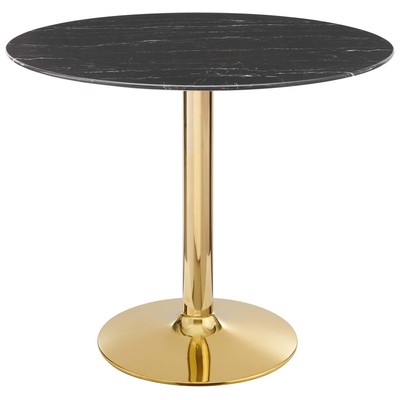 Dining Room Tables Modway Furniture Verne Gold Black EEI-4747-GLD-BLK 889654926290 Bar and Dining Tables Pedestal Black Gold Metal Aluminum BRON 