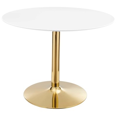 Modway Furniture Dining Room Tables, Pedestal, Gold,Metal,Aluminum,BRONZE,Iron,Gunmetal,Steel,TITANIUMWhite,Wood,MDF,Plywood,Oak, Bar and Dining Tables, 889654926283, EEI-4748-GLD-WHI,Standard (28-33 in)