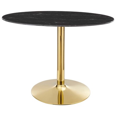 Dining Room Tables Modway Furniture Verne Gold Black EEI-4758-GLD-BLK 889654926184 Bar and Dining Tables Oval Pedestal Black Gold Metal Aluminum BRON 