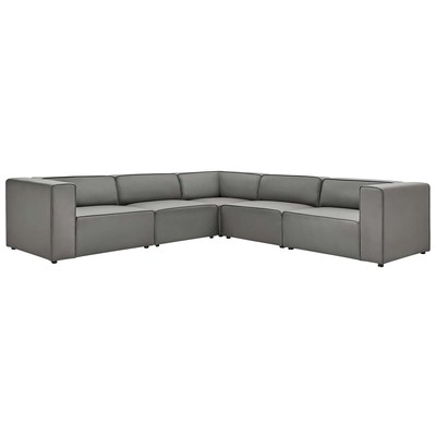 Sofas and Loveseat Modway Furniture Mingle Gray EEI-4795-GRY 889654944676 Sofas and Armchairs Chaise LoungeLoveseat Love sea Leather Contemporary Contemporary/Mode Sofa Set set 