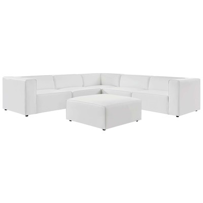 Sofas and Loveseat Modway Furniture Mingle White EEI-4796-WHI 889654943907 Sofas and Armchairs Chaise LoungeLoveseat Love sea Leather Contemporary Contemporary/Mode Sofa Set set 