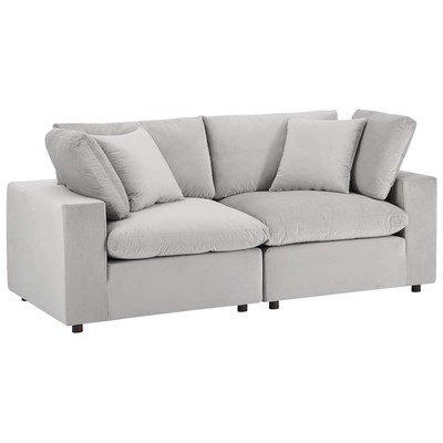Sofas and Loveseat Modway Furniture Commix Light Gray EEI-4816-LGR 889654953258 Sofas and Armchairs Loveseat Love seatSofa Velvet Contemporary Contemporary/Mode Sofa Set set 