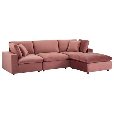 Sofas and Loveseat Modway Furniture Commix Dusty Rose EEI-4818-DUS 889654953142 Sofas and Armchairs Loveseat Love seatSectional So Velvet Contemporary Contemporary/Mode Sofa Set set 