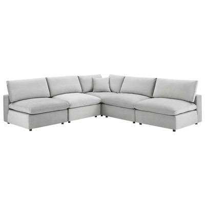 Sofas and Loveseat Modway Furniture Commix Light Gray EEI-4822-LGR 889654952831 Sofas and Armchairs Loveseat Love seatSectional So Velvet Contemporary Contemporary/Mode Sofa Set set 